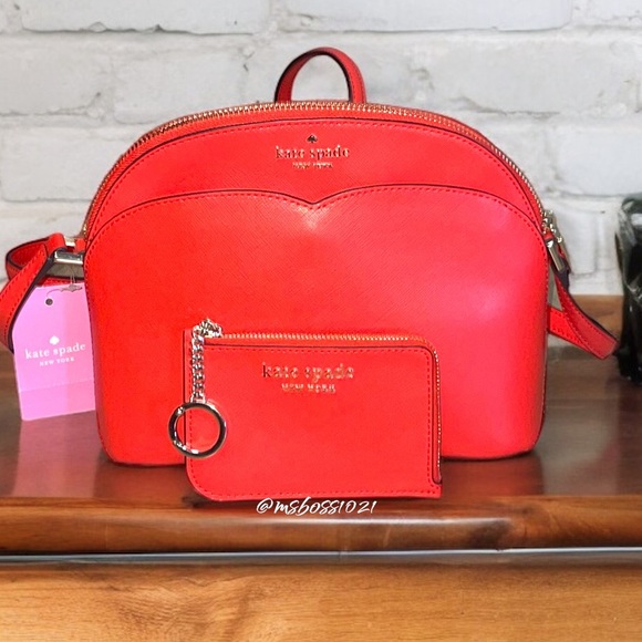 Kate Spade Red Peyton Dome Crossbody + Cardholder in Gazpacho